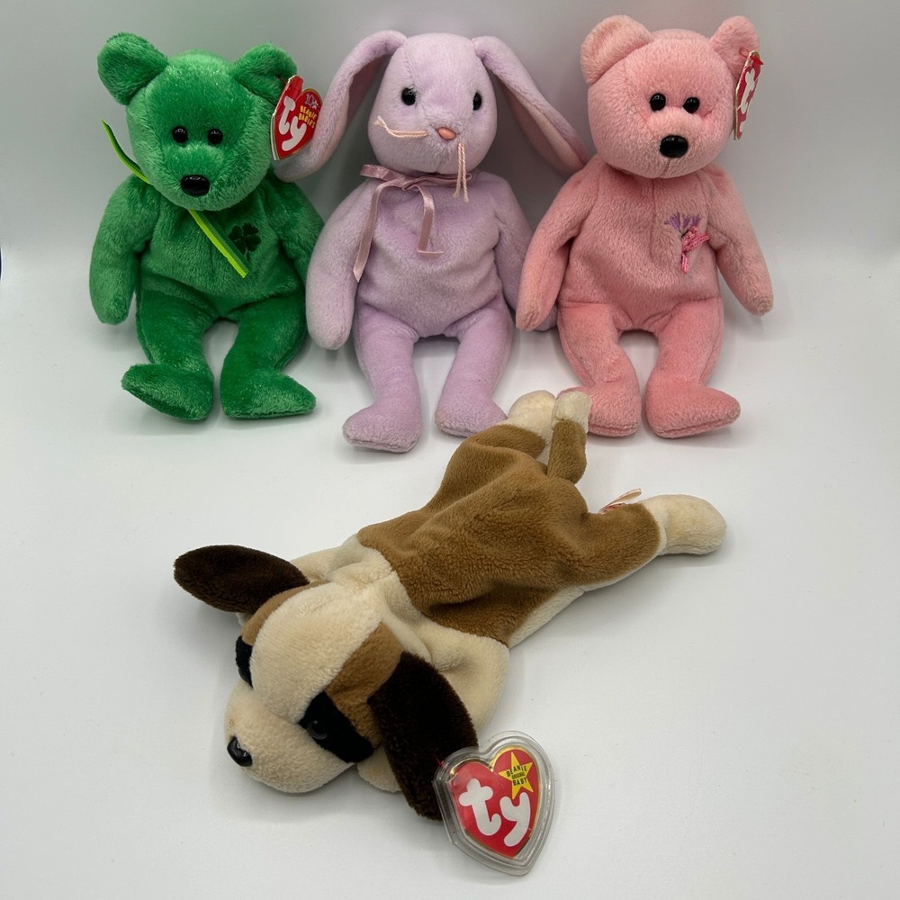 Lot of 4 TY Beanie Babies Bernie Mum Floppity Dublin Plush Toys Collectibles Kid